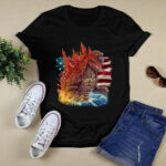 Godzilla American Flag King of Titan Ocean Waves 4Th of July Patriot 2 T Shirt