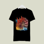 Godzilla American Flag King of Titan Ocean Waves 4Th of July Patriot 3 T Shirt