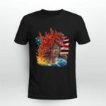 Godzilla American Flag King of Titan Ocean Waves 4Th of July Patriot 4 T Shirt