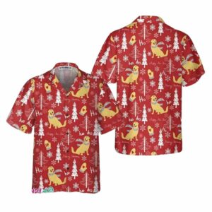 Golden Retriever Christmas Pattern Hawaiian Shirt