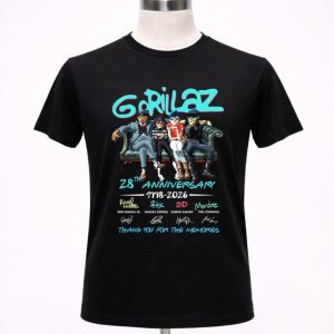 Gorillaz 28th Anniversary 1998 2026 Thank You For The Memories Signature 1 T Shirt.jpg
