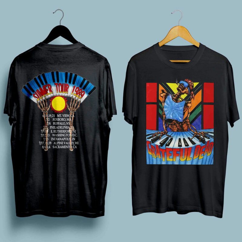 Grateful Dead Summer Tour Smoking Skeleton Reonegro 1989 Front 4 T Shirt