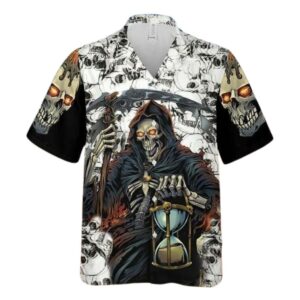 Grim Reaper With Time Halloween Hawaiian Shirt