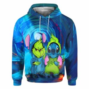 Grinch And Stitch All Over Print Hoodie