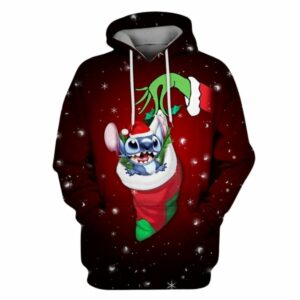 Grinch And Stitch Socks Merry Christmas All Over Print Hoodie