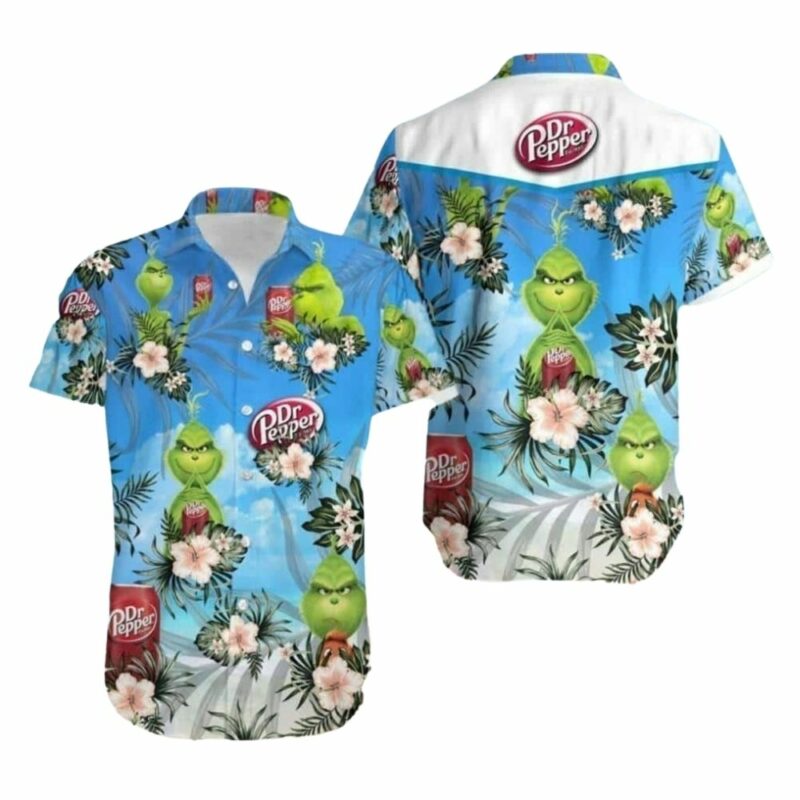 Grinch dr pepper floral tropical hawaiian shirt 1