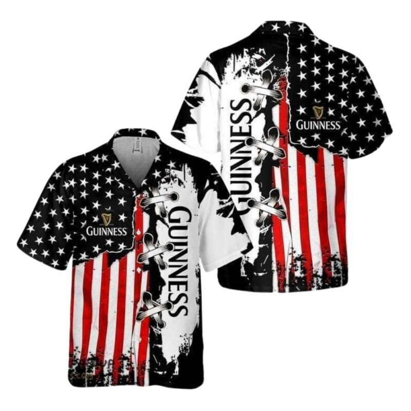 Guinness Beer American Flag Hawaiian Shirt