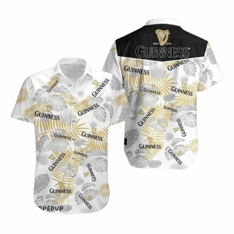 Guinness Beer Floral Leafs Hawaiian Shirt