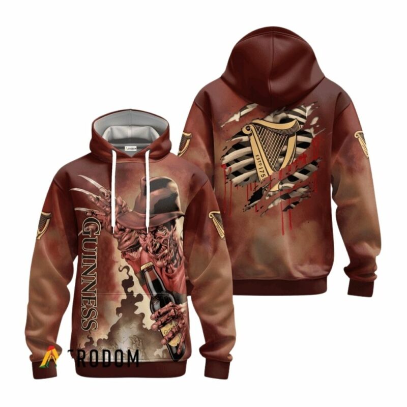 Guinness Beer Halloween Freddy Krueger All Over Print Hoodie 2