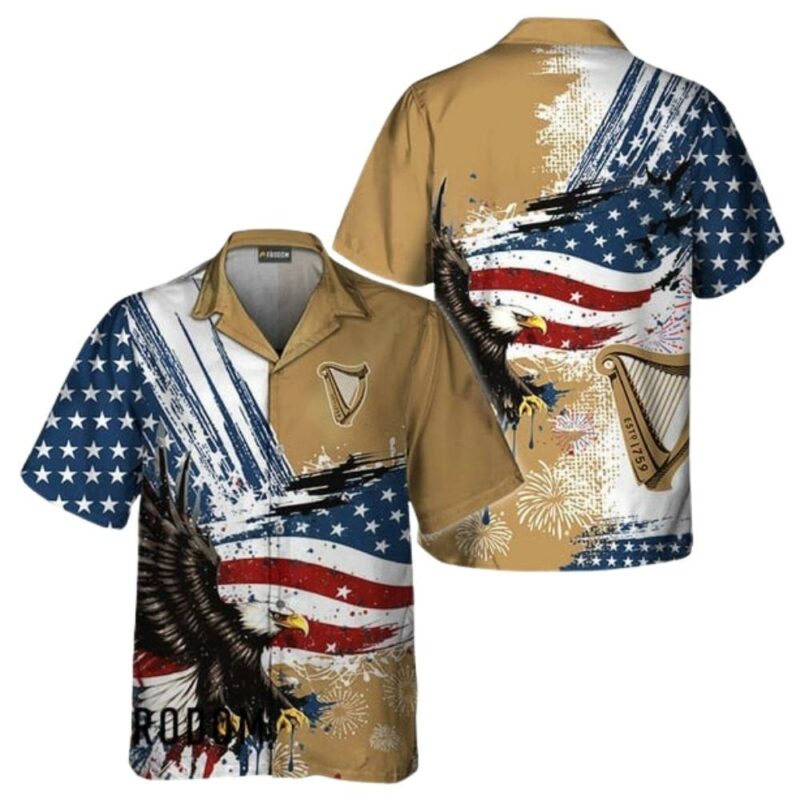 Guinness Beer Fourth Of July Eagle Hawaiian Shirt 1