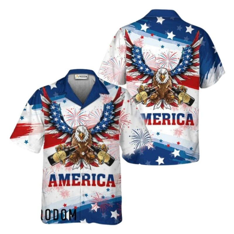 Guinness Beer Us Flag Eagle Hawaiian Shirt 1