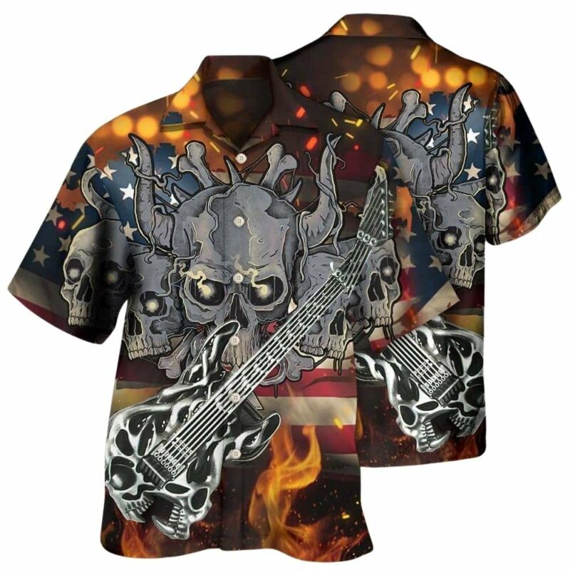 Guitar independence day america hawaiian shirt 1