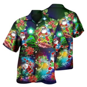 Guitar Music Santa So High Christmas Hawaiian Shirt