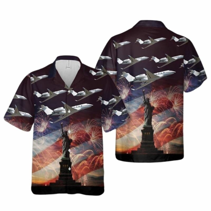 Gulfstream firework sky usa for 4th of july hawaiian shirt 1