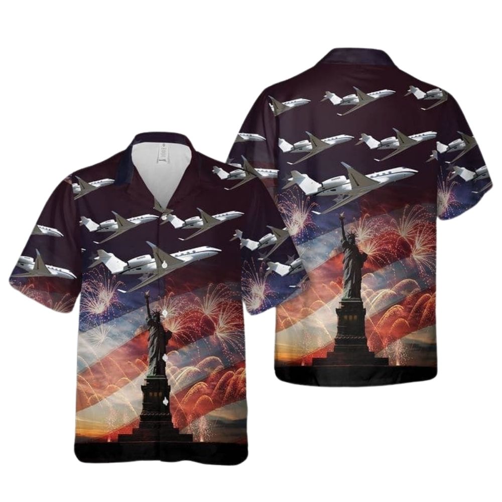 Gulfstream firework sky usa for 4th of july hawaiian shirt 1