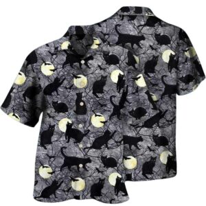 Halloween Black Cat Pattern Hawaiian Shirt
