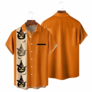Halloween Black Pumpkins And Bats Hawaiian Shirt