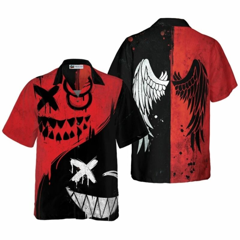 Halloween evil smile hawaiian shirt 1
