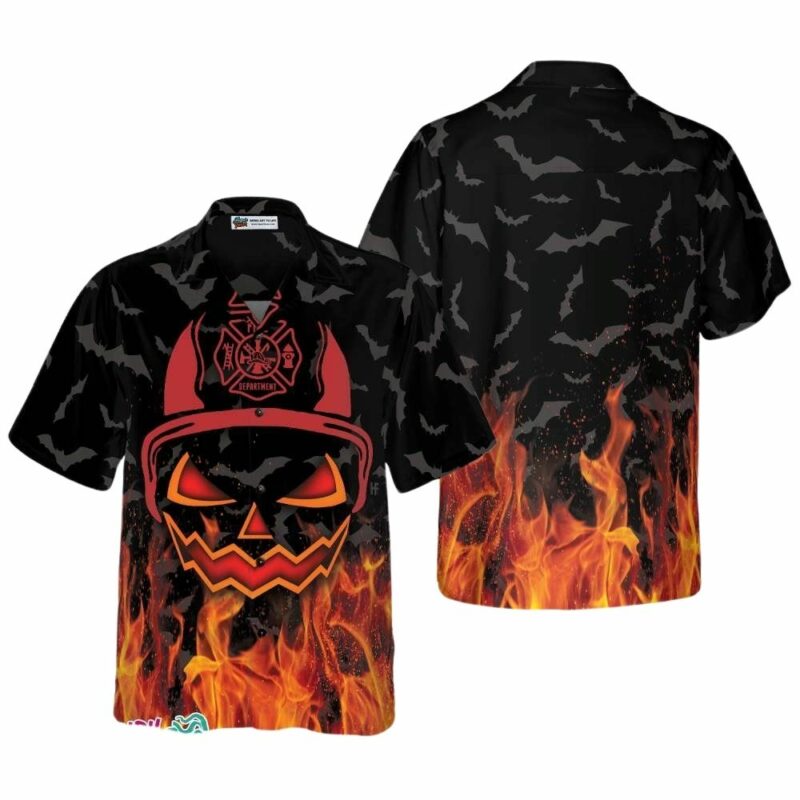 Halloween firefighter hawaiian shirt 1