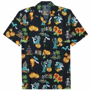 Halloween Ghost And Pumpkin Movie Hawaiian Shirt