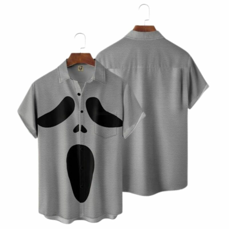 Halloween ghostface chest hawaiian shirt 1