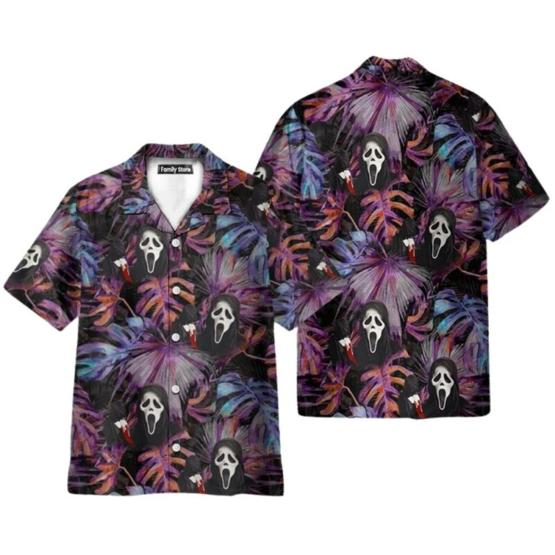 Halloween ghostface movies leaf tropical hawaiian shirt 1