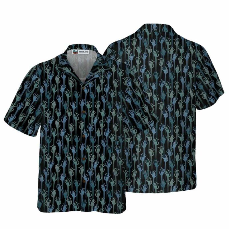 Halloween hands of the dead hawaiian shirt 1