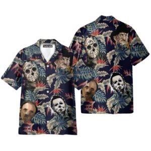 Halloween Horror Character Floral Leaf Summer Hawaiian Shirt