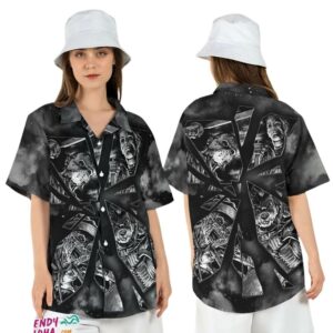 Halloween Horror Characters Mirror Scary Movies Hawaiian Shirt