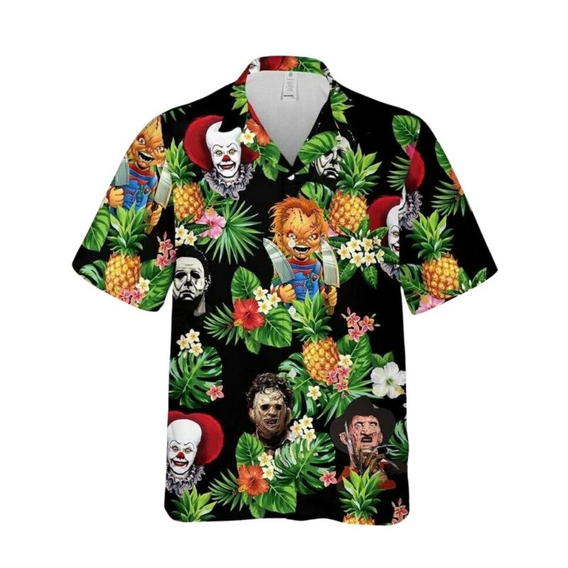 Halloween horror serial killers pineapple floral tropical hawaiian shirt 1
