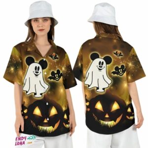 Halloween Mickey Ghost Boo Bash Pumpkins Disneyland Hawaiian Shirt