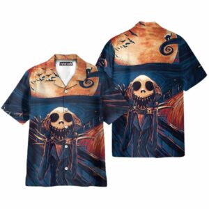 Halloween Oil Painting The Scream Jack Skelington Hawaiian Shirt