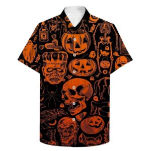 Halloween Pumpkins Skull Ghost Witch Hawaiian Shirt