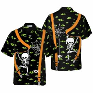 Halloween Skeleton And Monster Eyes Hawaiian Shirt