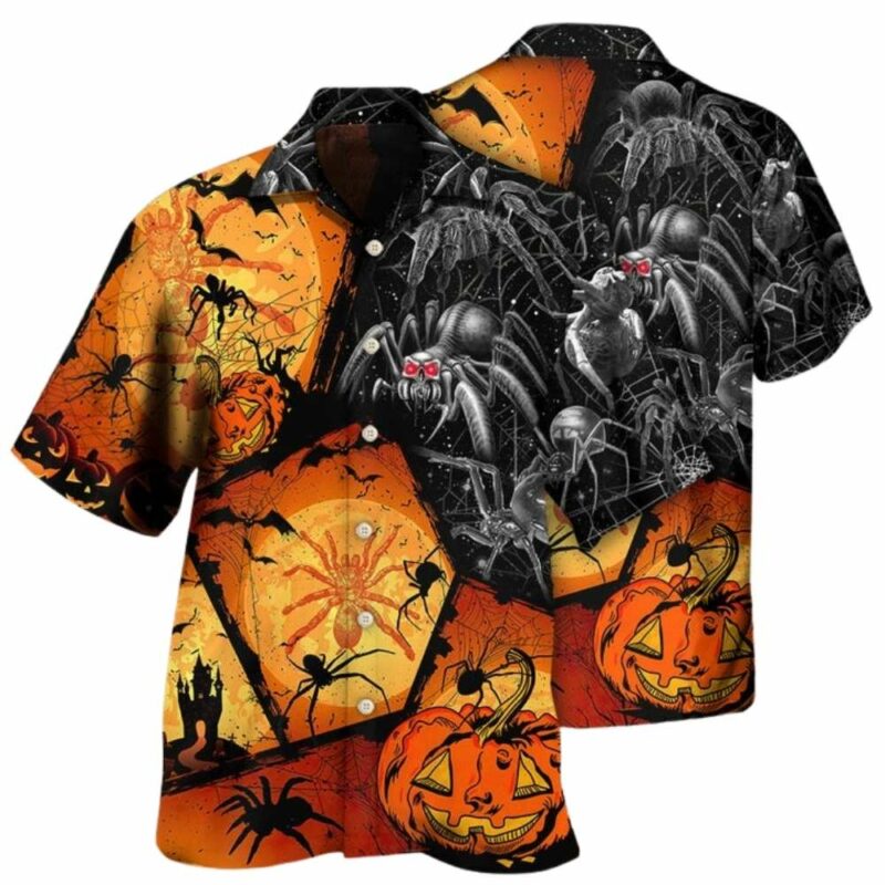 Halloween spider pumpkin scary hawaiian shirt 1