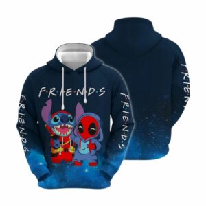 Halloween Stitch Deadpool Friends All Over Print Hoodie