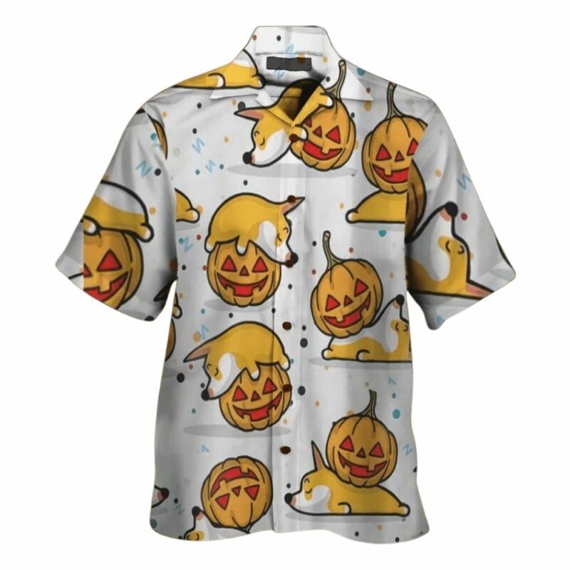 Halloween themed corgi hawaiian shirt 1