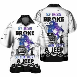 Halloween Witch My Broom Broke Hawaiian Shirt