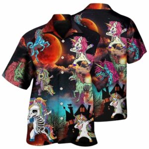 Halloween Zombie Unicorn Dabbing Hawaiian Shirt