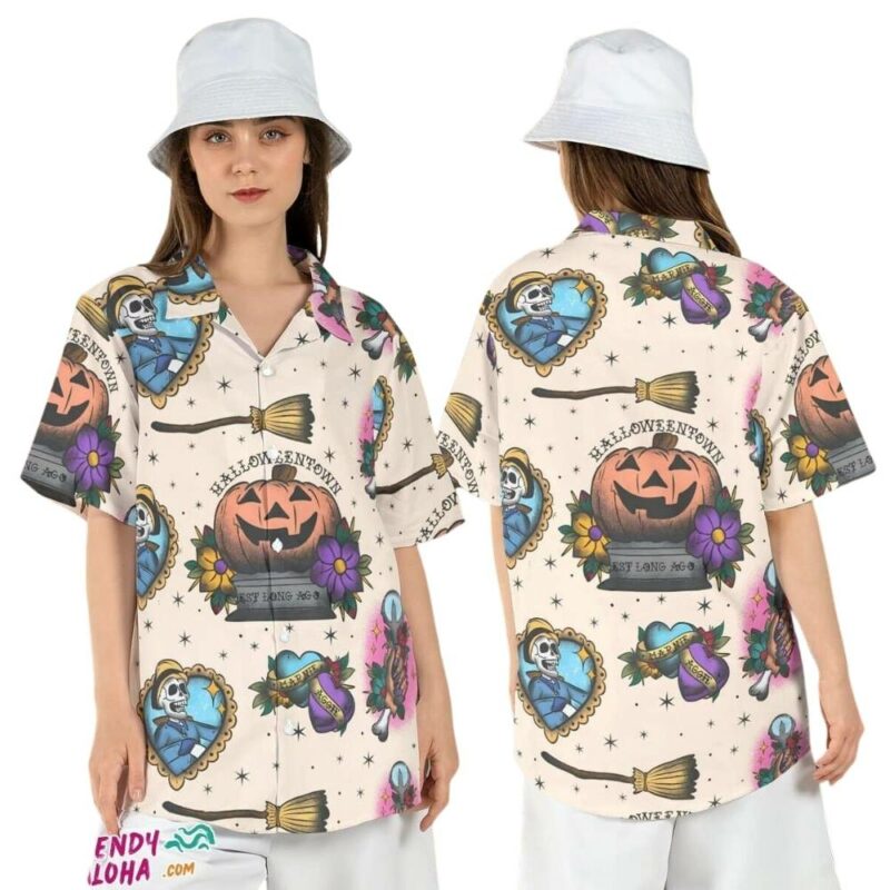 Halloweentown university halloween pumpkin horror hawaiian shirt 1