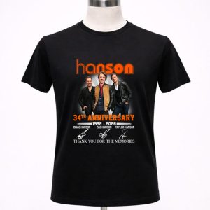 Hanson 34th Anniversary 1992 2026 Signatures Thank You For The Memories 1 T Shirt.jpg