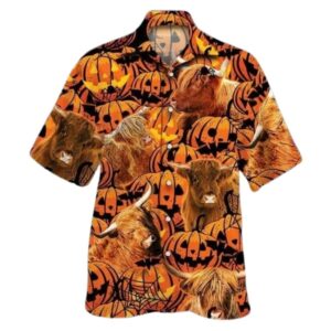 Happy Halloween Highland Pumpkin Hawaiian Shirt
