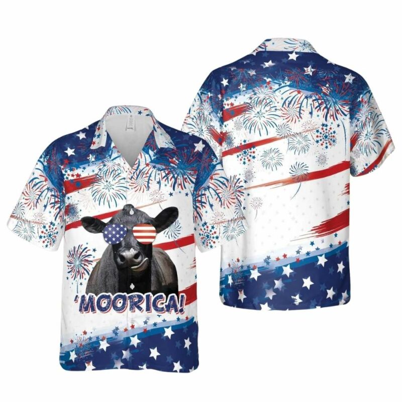 Happy independence day black angus hawaiian shirt 1