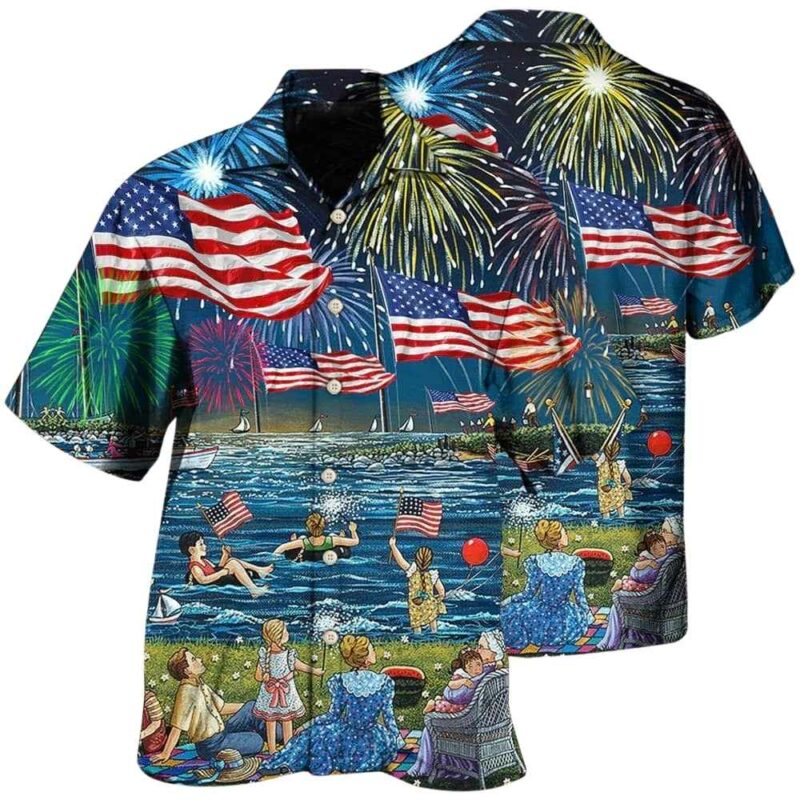 Happy independence day firework celebration hawaiian shirt 1