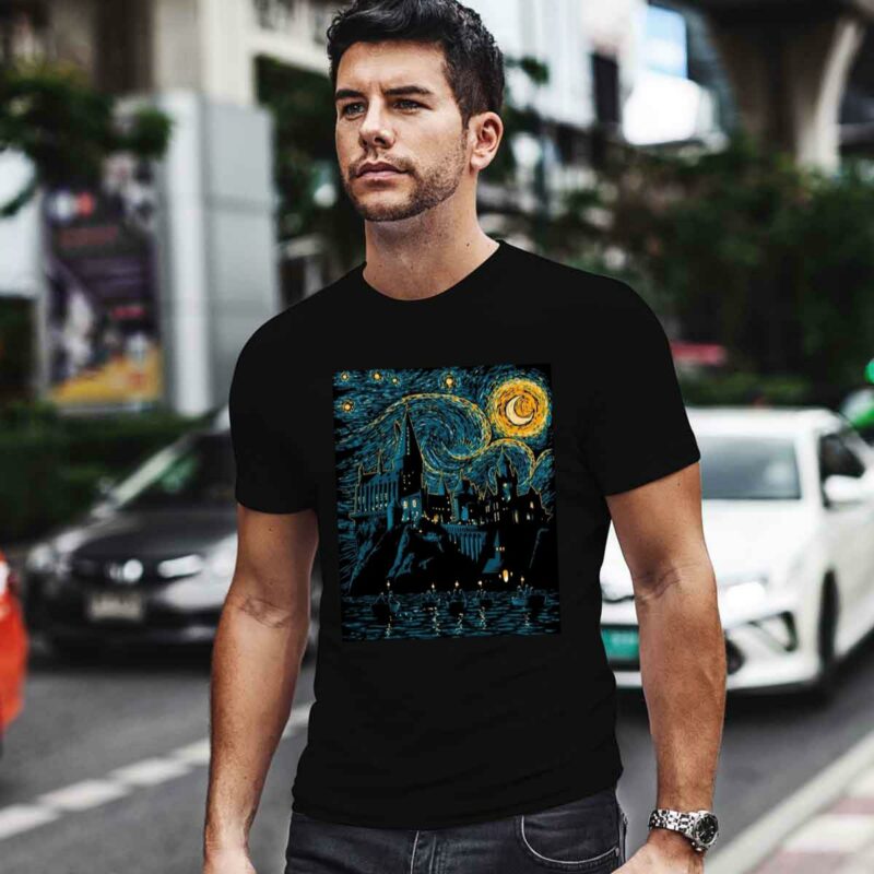 Harry Potter Hogwarts Castle In The Style Of Vincent Van Gogh The Starry Night 0 T Shirt