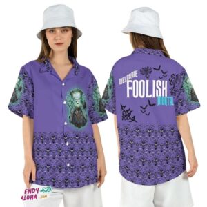 Haunted Mansion Hatbox Ghost Foolish Mortals Halloween Hawaiian Shirt