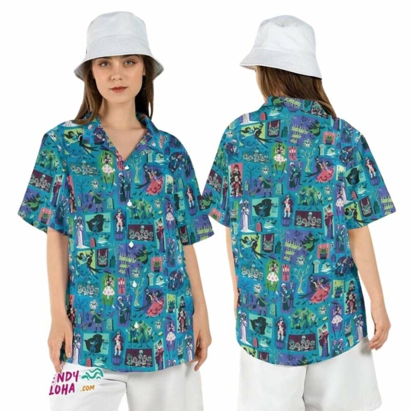 Haunted mansion horror movie foolish mortals disney hawaiian shirt 1