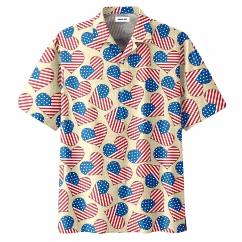 Heart pattern independence day patriotic hawaiian shirt 1