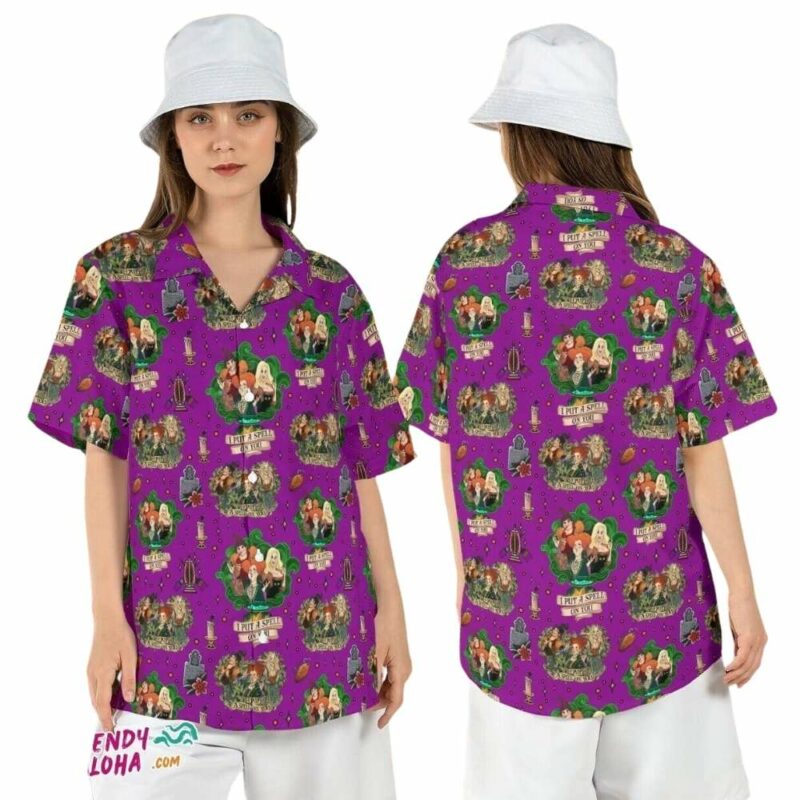 Hocus pocus spell sanderson sisters halloween witches hawaiian shirt 1