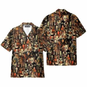 Horror Movie Characters Halloween Pattern Hawaiian Shirt